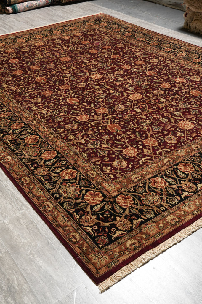 9 x 12 High Quality Wool Handmade Rug Burgundy #PIX-10226