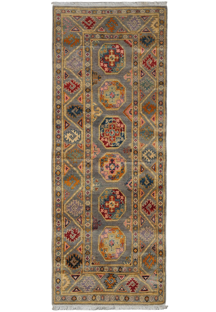 2.7 x 6.7' Feet Runner Kazak Gray Green #F-3264