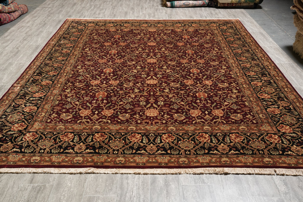 9 x 12 High Quality Wool Handmade Rug Burgundy #PIX-10226