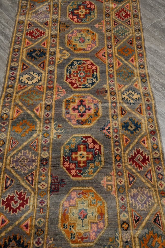 2.7 x 6.7' Feet Runner Kazak Gray Green #F-3264
