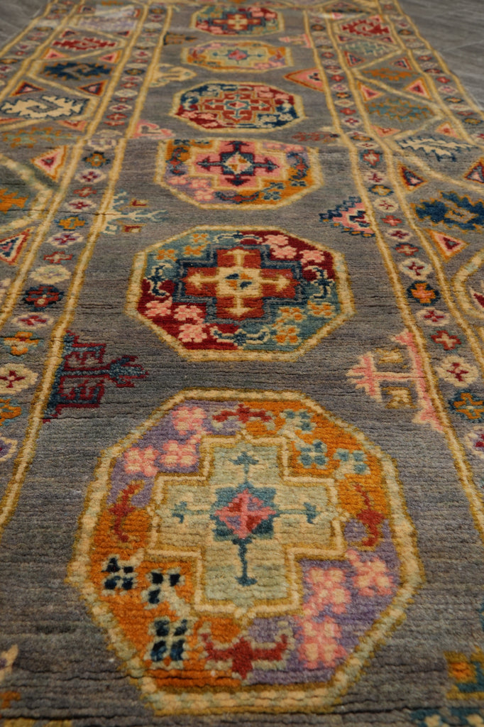 2.7 x 6.7' Feet Runner Kazak Gray Green #F-3264