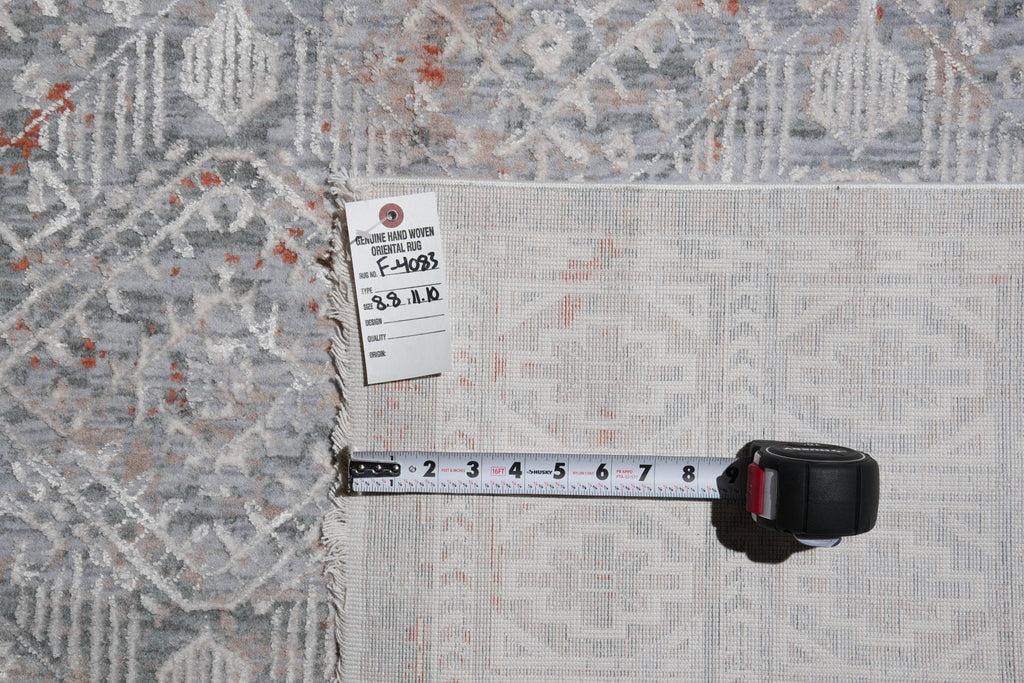 8.8 x 12 Gray New Handmade Contemporary Rug #F-4083