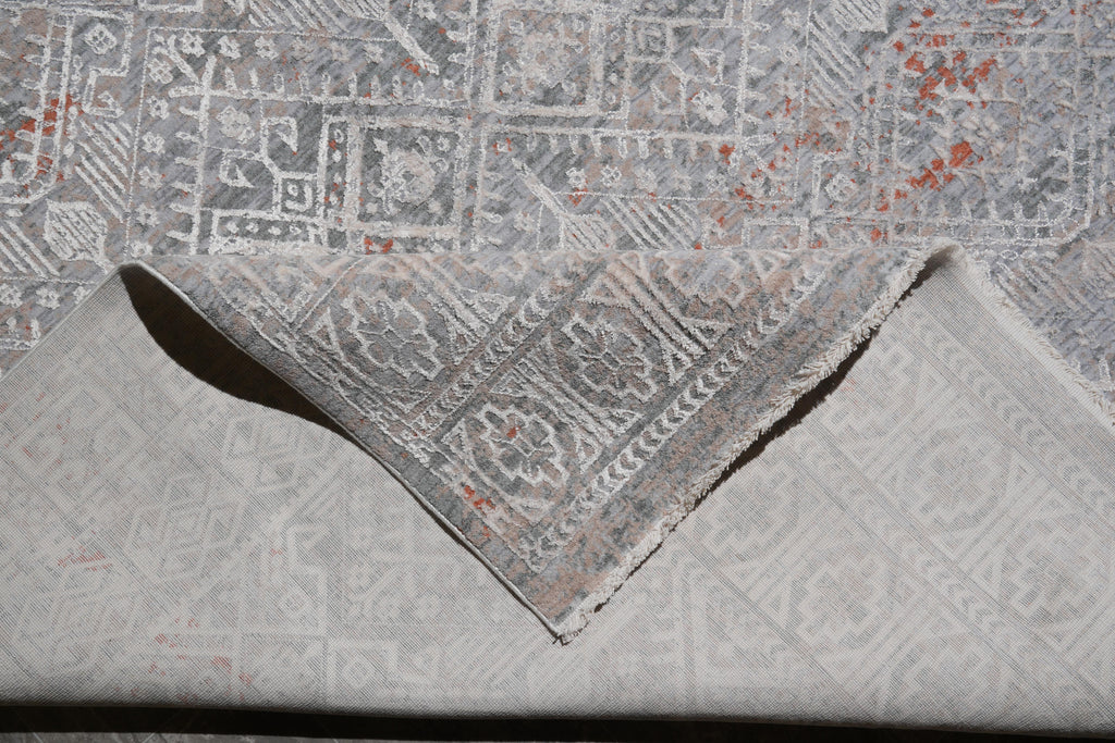 8.8 x 12 Gray New Handmade Contemporary Rug #F-4083