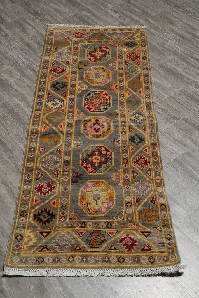 2.7 x 6.7' Feet Runner Kazak Gray Green #F-3264