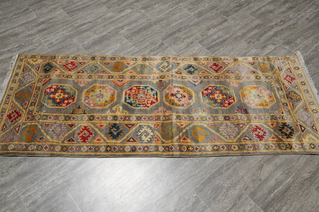 2.7 x 6.7' Feet Runner Kazak Gray Green #F-3264