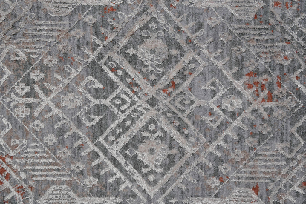 8.8 x 12 Gray New Handmade Contemporary Rug #F-4083