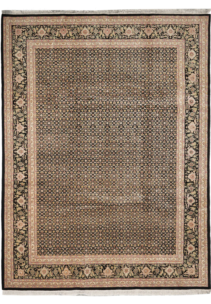 9.1 x 12 Fine Quality Wool and Silk Tabriz Mahi Herati Handmade Carpet #PIX-8352