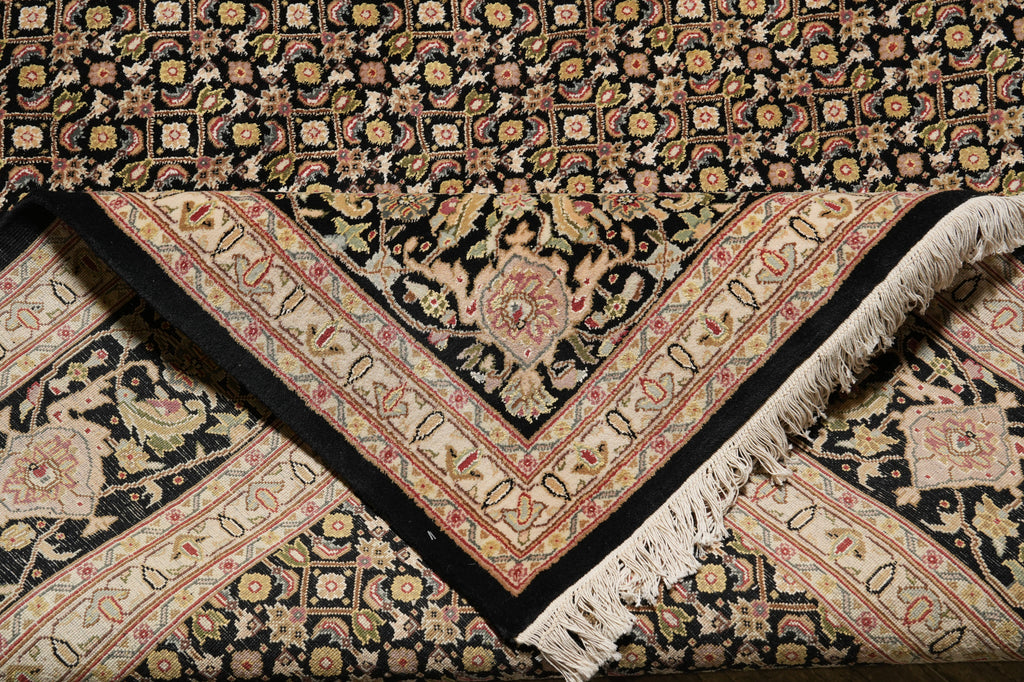 9.1 x 12 Fine Quality Wool and Silk Tabriz Mahi Herati Handmade Carpet #PIX-8352