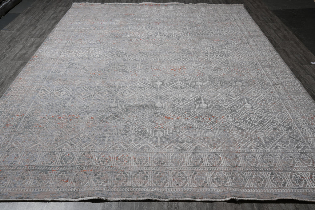8.8 x 12 Gray New Handmade Contemporary Rug #F-4083