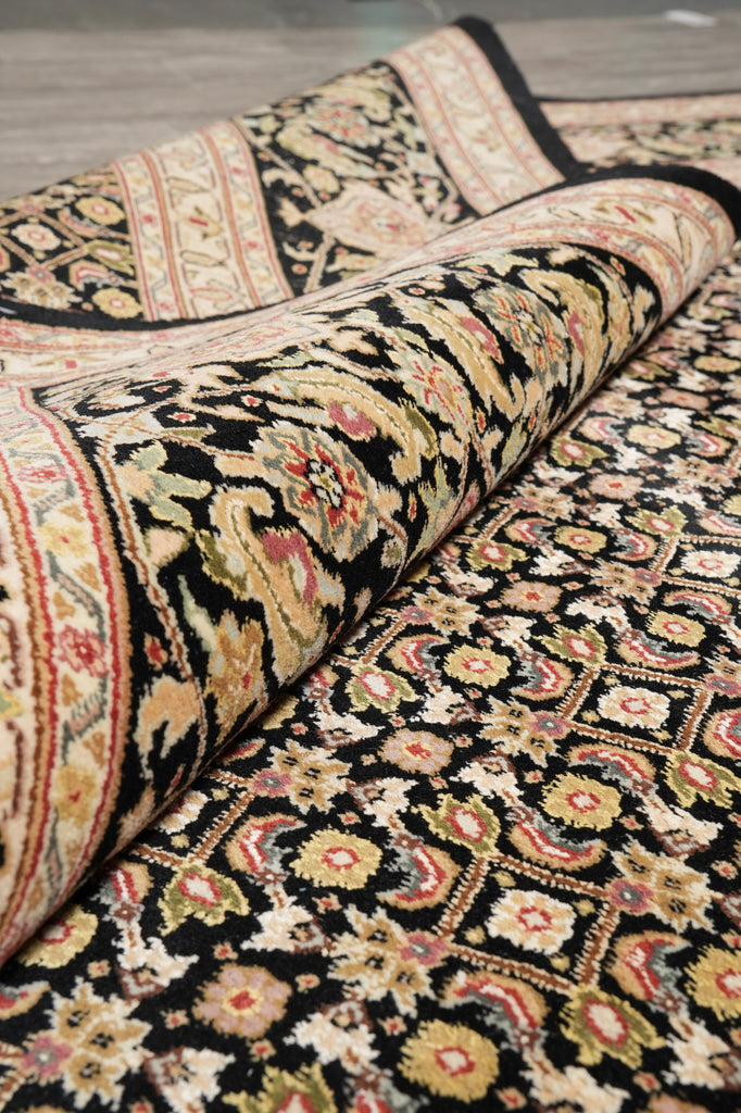 9.1 x 12 Fine Quality Wool and Silk Tabriz Mahi Herati Handmade Carpet #PIX-8352