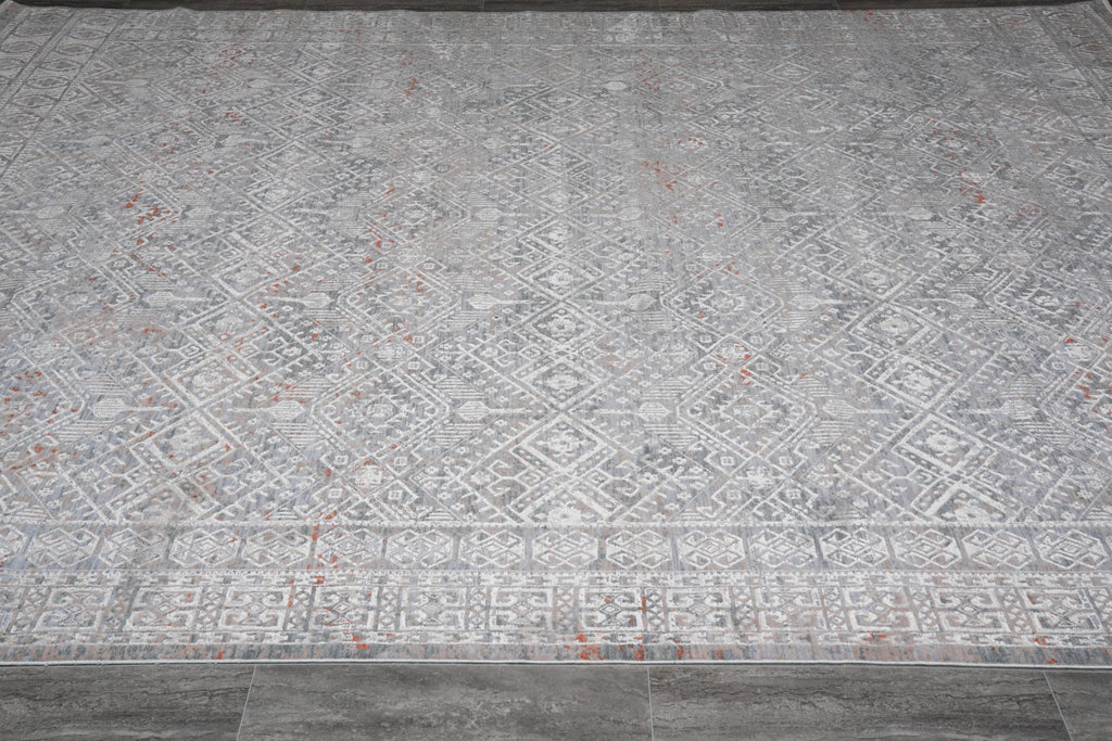 8.8 x 12 Gray New Handmade Contemporary Rug #F-4083