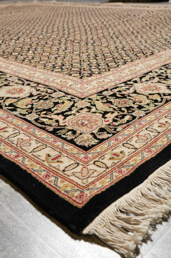 9.1 x 12 Fine Quality Wool and Silk Tabriz Mahi Herati Handmade Carpet #PIX-8352