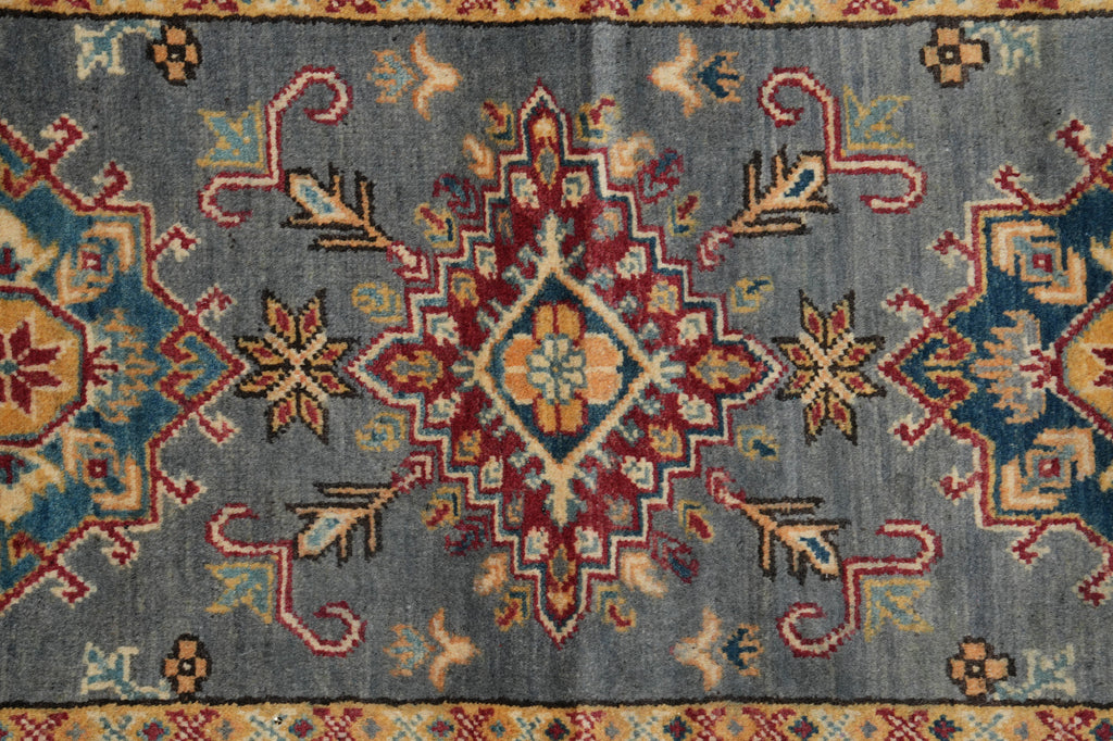 2.8 x 9. 1 0 Feet Runner Kazak Wool Handmade Slate Gray Blue #F-3263