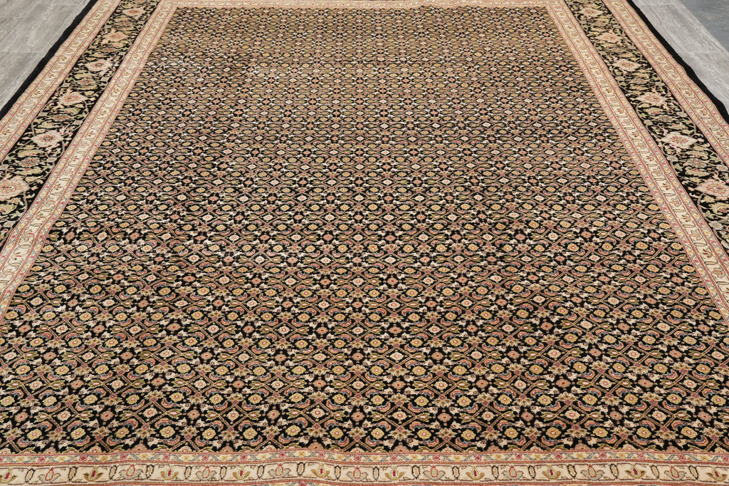 9.1 x 12 Fine Quality Wool and Silk Tabriz Mahi Herati Handmade Carpet #PIX-8352