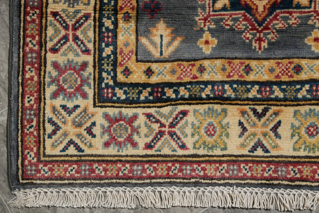 2.8 x 9. 1 0 Feet Runner Kazak Wool Handmade Slate Gray Blue #F-3263