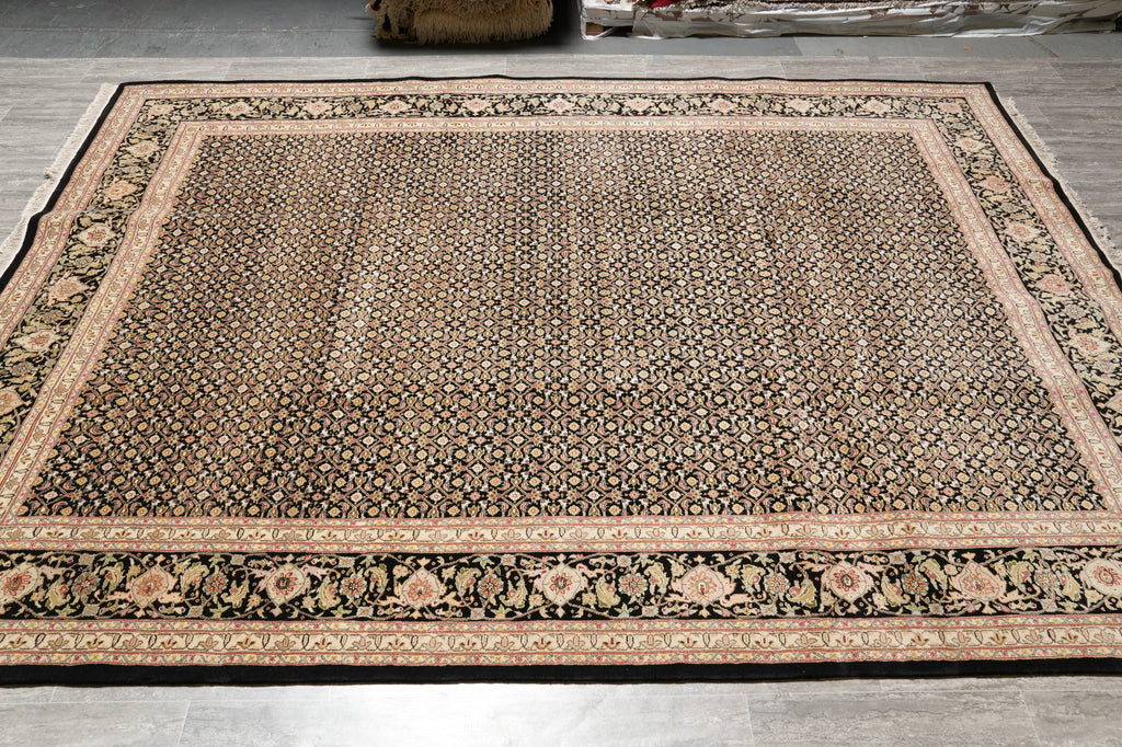 9.1 x 12 Fine Quality Wool and Silk Tabriz Mahi Herati Handmade Carpet #PIX-8352