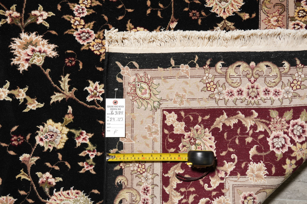 8.9 x 12.3 Fancy Handmade Wool and Silk Elegant Rug Black #PIX-3184