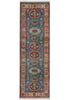 Load image into Gallery viewer, 2.2 x 6. 7 Feet Short Kazak Runner Afghanistan Wool Turquoises Blue #F-3272