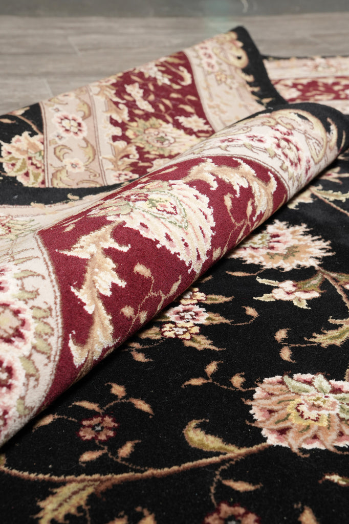 8.9 x 12.3 Fancy Handmade Wool and Silk Elegant Rug Black #PIX-3184