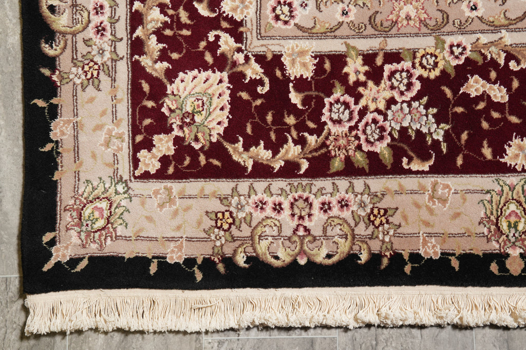 8.9 x 12.3 Fancy Handmade Wool and Silk Elegant Rug Black #PIX-3184