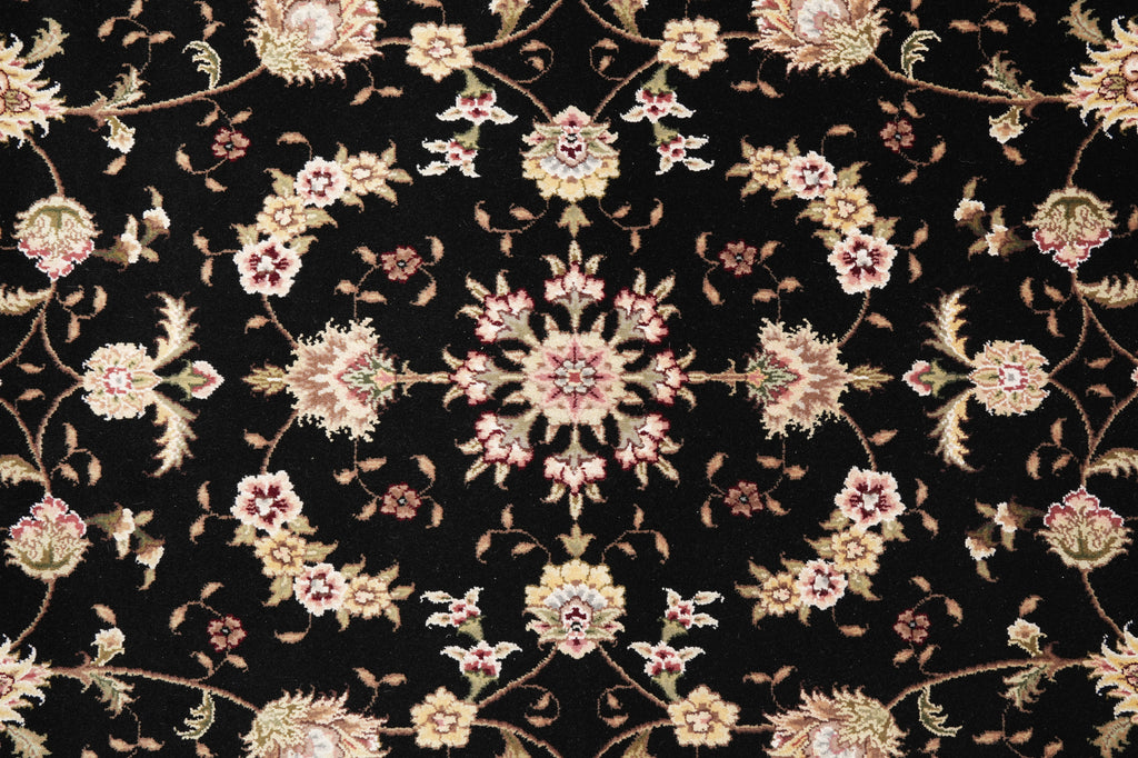 8.9 x 12.3 Fancy Handmade Wool and Silk Elegant Rug Black #PIX-3184