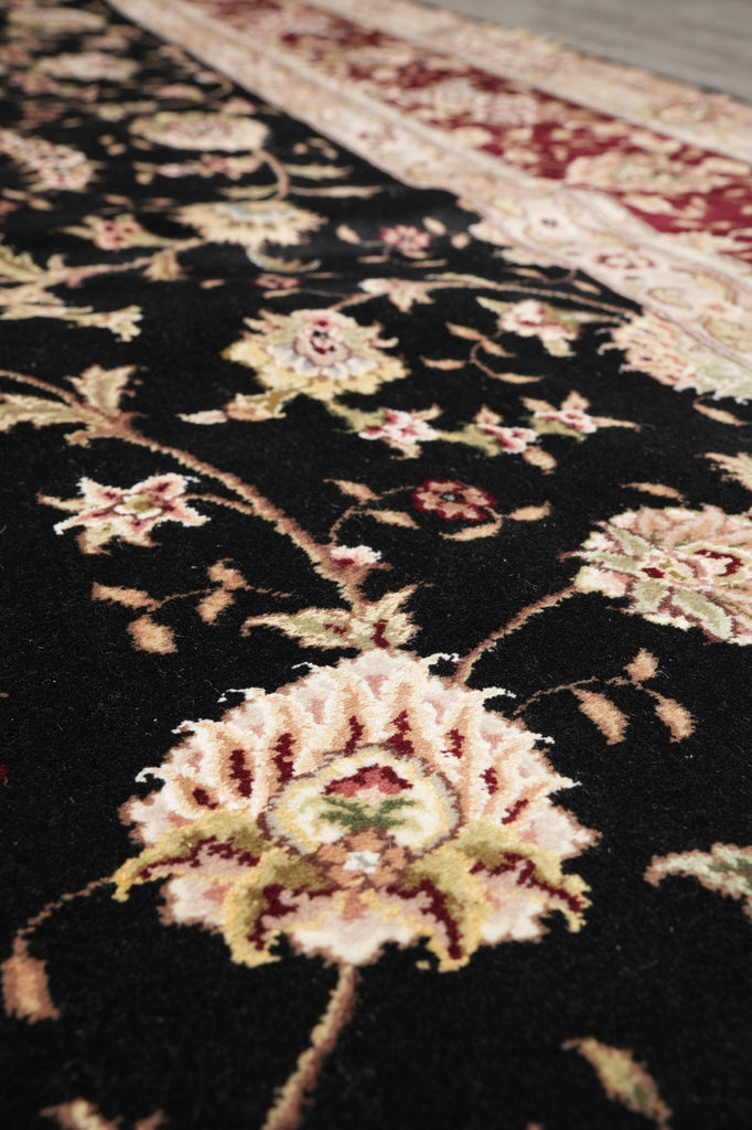 8.9 x 12.3 Fancy Handmade Wool and Silk Elegant Rug Black #PIX-3184