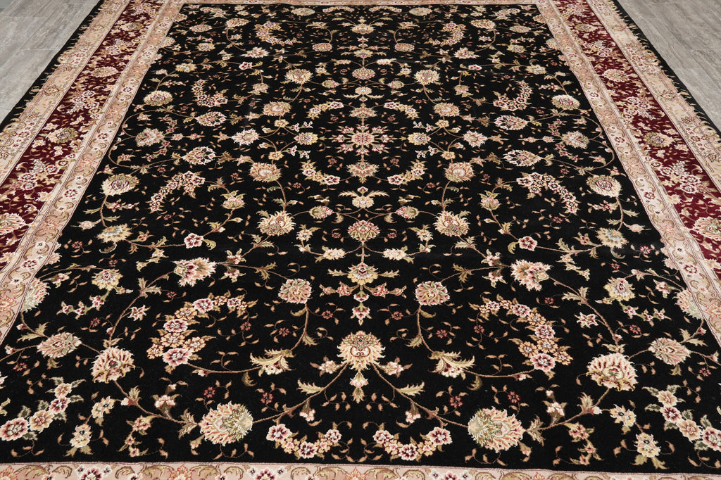 8.9 x 12.3 Fancy Handmade Wool and Silk Elegant Rug Black #PIX-3184