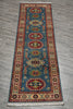 Load image into Gallery viewer, 2.2 x 6. 7 Feet Short Kazak Runner Afghanistan Wool Turquoises Blue #F-3272