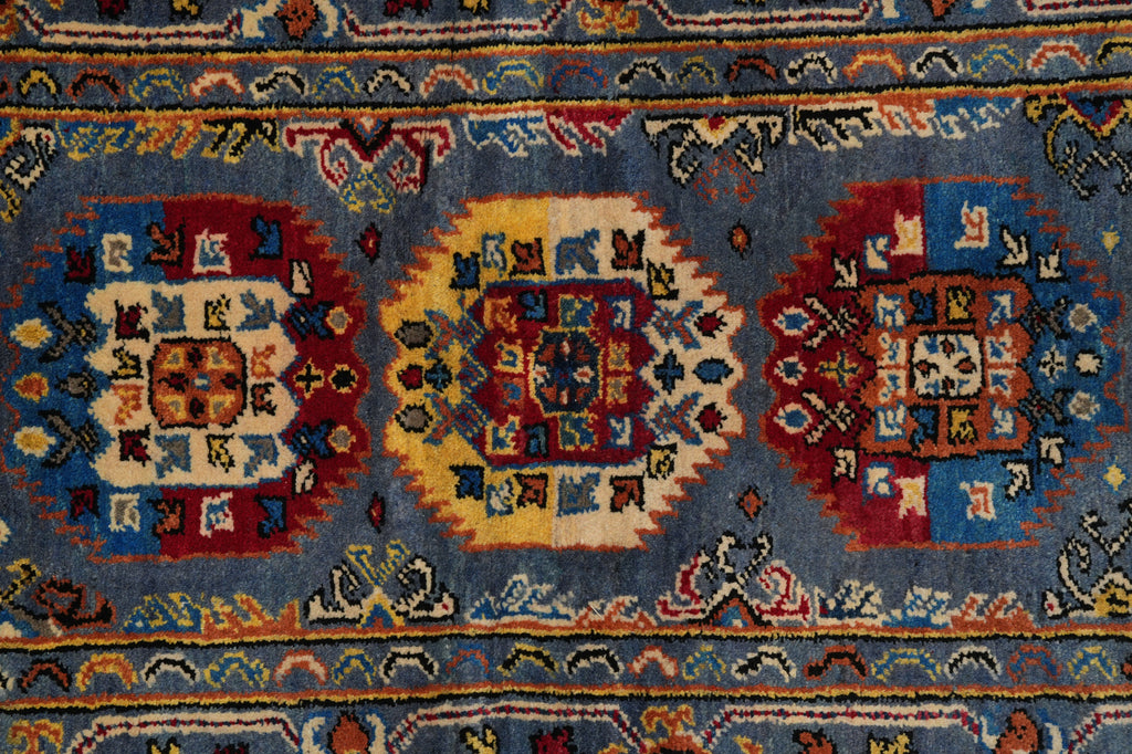 2.10 x 9. 10 Feet Afghan Kazak Runner Blue #F-3269