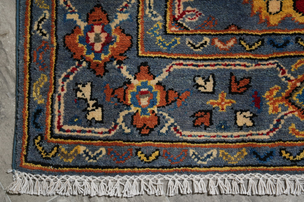 2.10 x 9. 10 Feet Afghan Kazak Runner Blue #F-3269