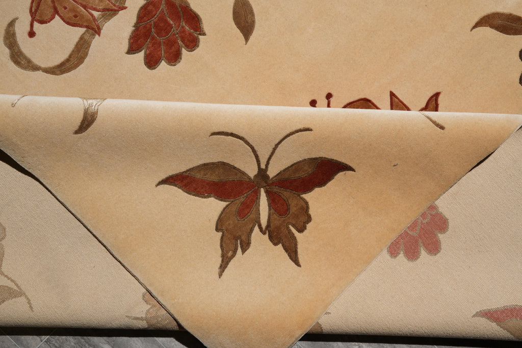 8.0 x 10 Fine Weave Handmade Wool and Silk Rug Transitional Modern #F-4085