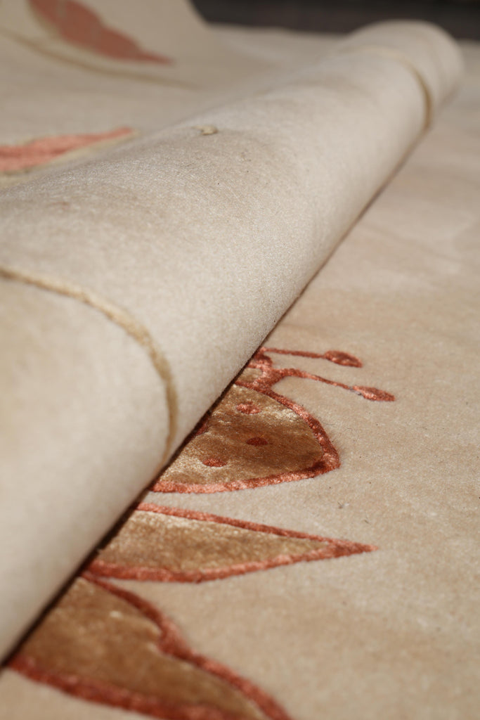 8.0 x 10 Fine Weave Handmade Wool and Silk Rug Transitional Modern #F-4085