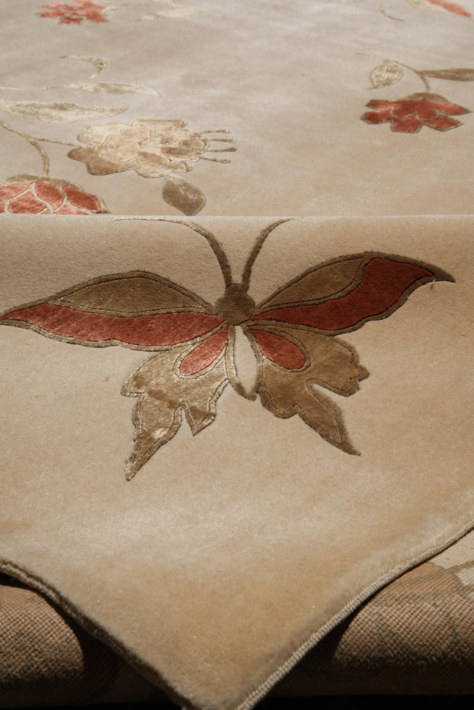 8.0 x 10 Fine Weave Handmade Wool and Silk Rug Transitional Modern #F-4085