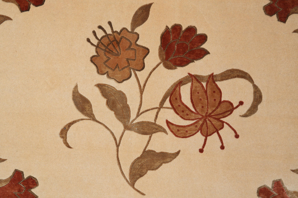 8.0 x 10 Fine Weave Handmade Wool and Silk Rug Transitional Modern #F-4085