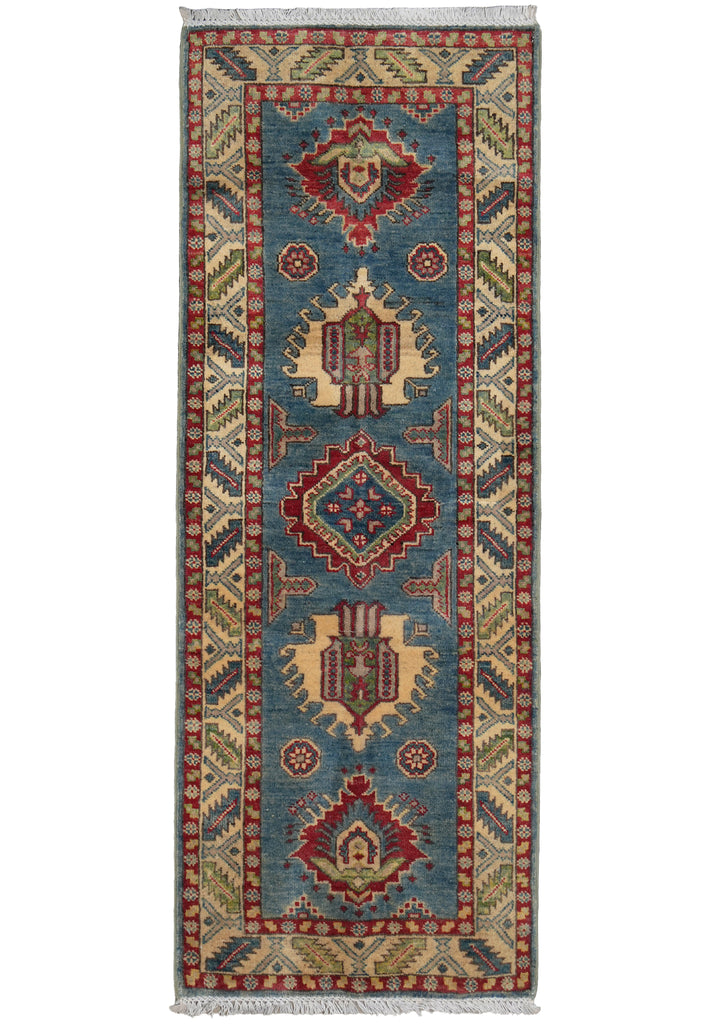 2 x 6 Feet Short Runner Blue Wool Kazak #F-3266