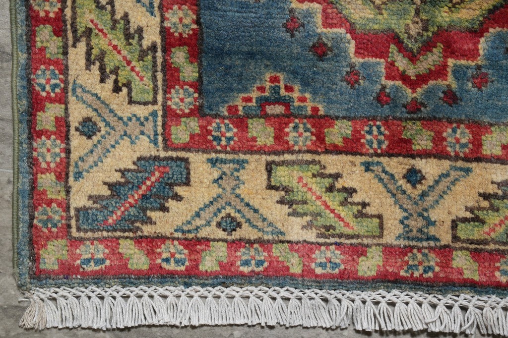 2 x 6 Feet Short Runner Blue Wool Kazak #F-3266