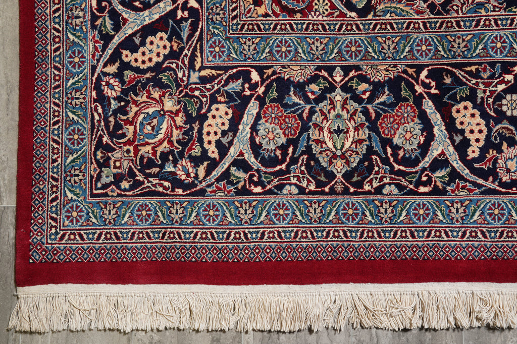 9.2 x 12.6 Fine Quality Wool and Silk Rug Fine Weave 200 Kpsi  Red Black #PIX-14335