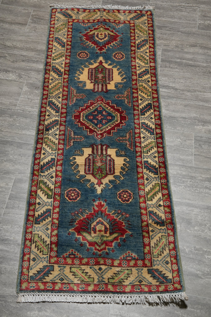 2 x 6 Feet Short Runner Blue Wool Kazak #F-3266