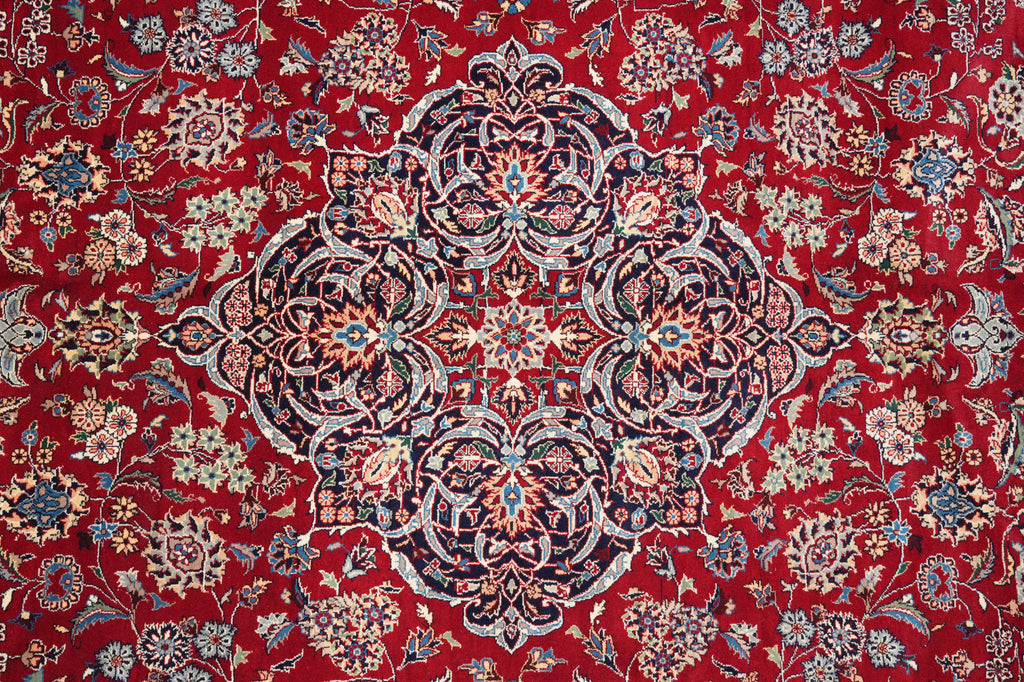 9.2 x 12.6 Fine Quality Wool and Silk Rug Fine Weave 200 Kpsi  Red Black #PIX-14335