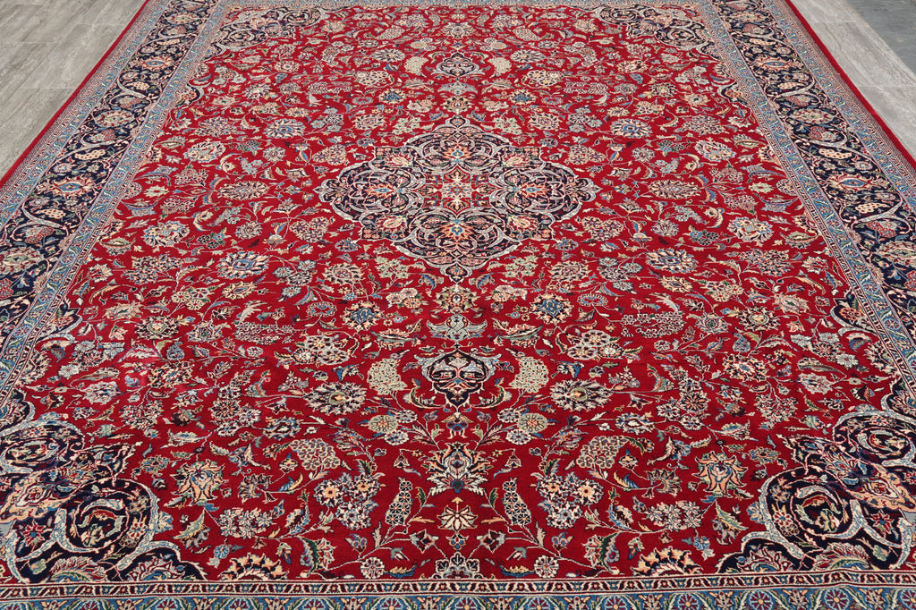 9.2 x 12.6 Fine Quality Wool and Silk Rug Fine Weave 200 Kpsi  Red Black #PIX-14335