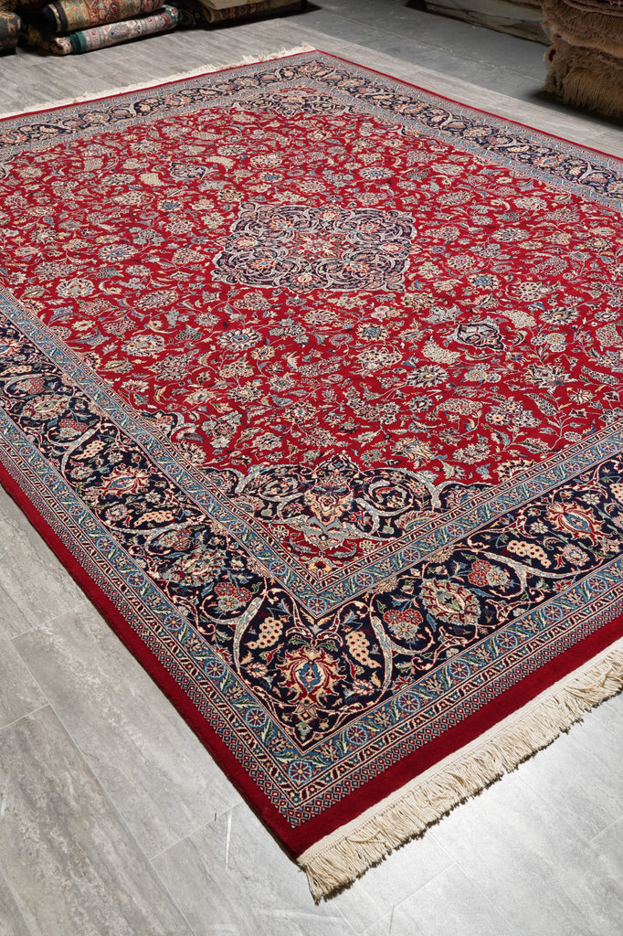 9.2 x 12.6 Fine Quality Wool and Silk Rug Fine Weave 200 Kpsi  Red Black #PIX-14335