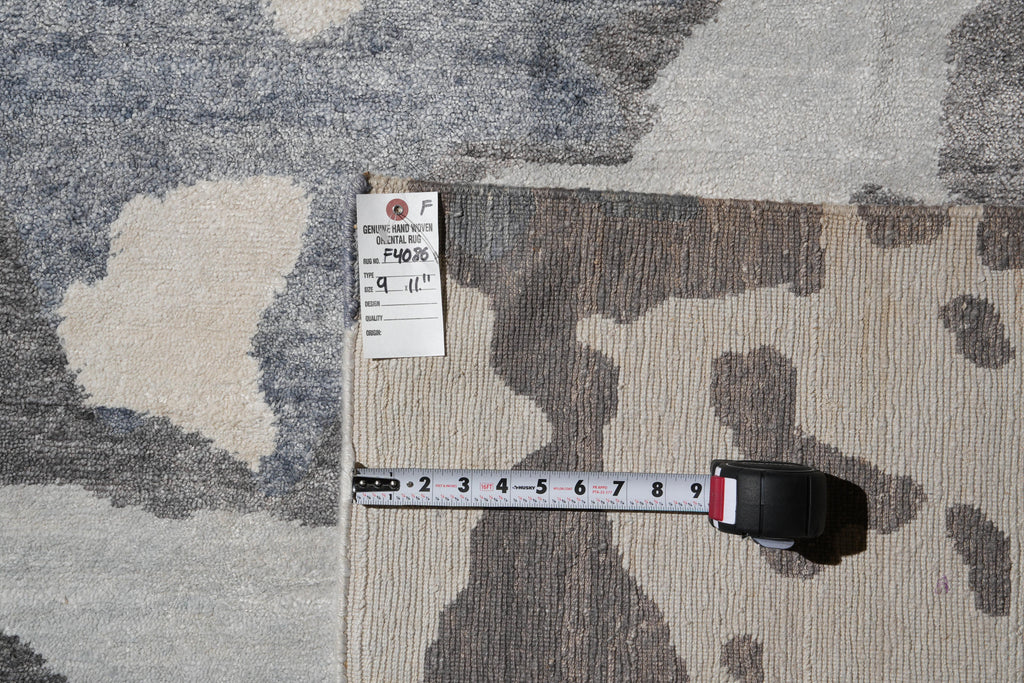 9 x 12 Quality Wool and Silk New Handmade Modern Rug Slate Blue Gray #F-4086