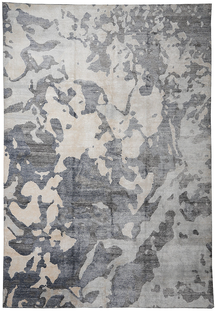 9 x 12 Quality Wool and Silk New Handmade Modern Rug Slate Blue Gray #F-4086