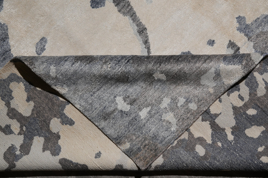 9 x 12 Quality Wool and Silk New Handmade Modern Rug Slate Blue Gray #F-4086