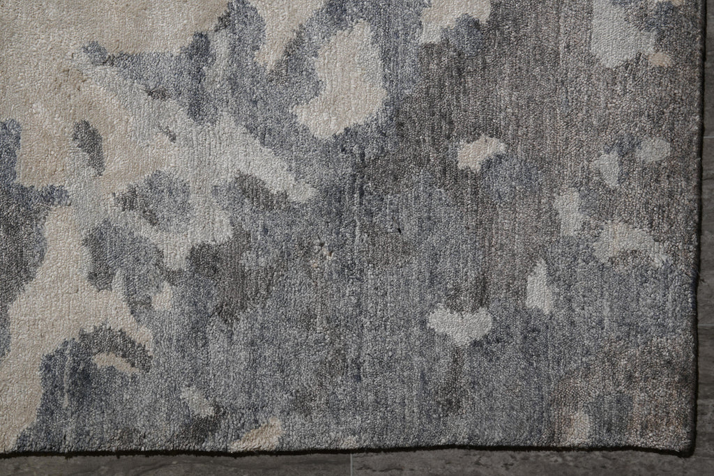 9 x 12 Quality Wool and Silk New Handmade Modern Rug Slate Blue Gray #F-4086