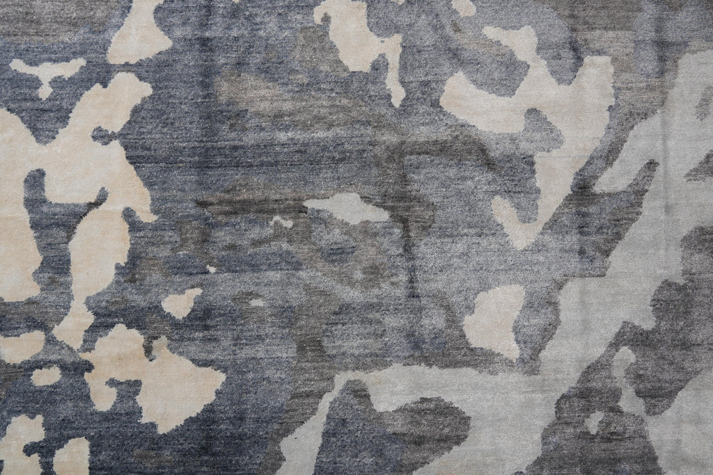 9 x 12 Quality Wool and Silk New Handmade Modern Rug Slate Blue Gray #F-4086