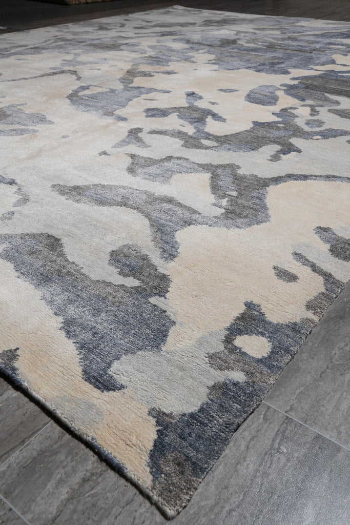 9 x 12 Quality Wool and Silk New Handmade Modern Rug Slate Blue Gray #F-4086