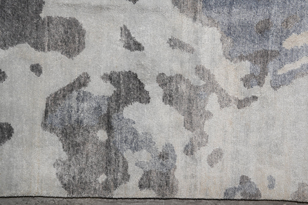 9 x 12 Quality Wool and Silk New Handmade Modern Rug Slate Blue Gray #F-4086