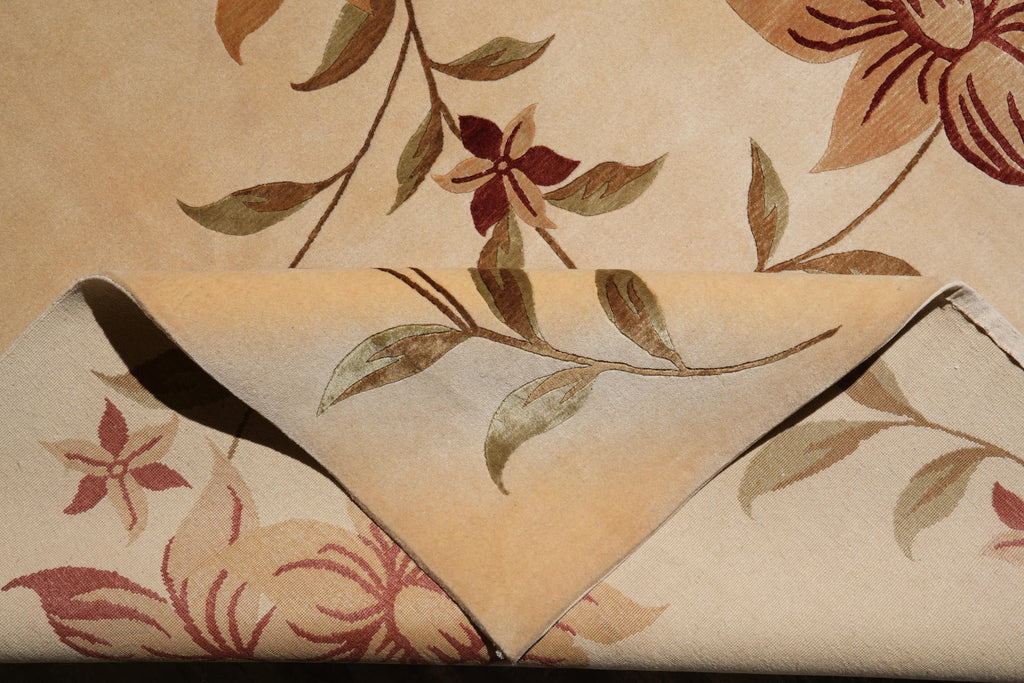 9 x 12 High Quality Handmade Wool and Silk Contemporary Floral Rug #F-4087