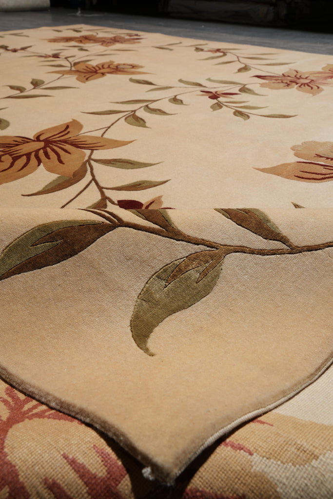 9 x 12 High Quality Handmade Wool and Silk Contemporary Floral Rug #F-4087